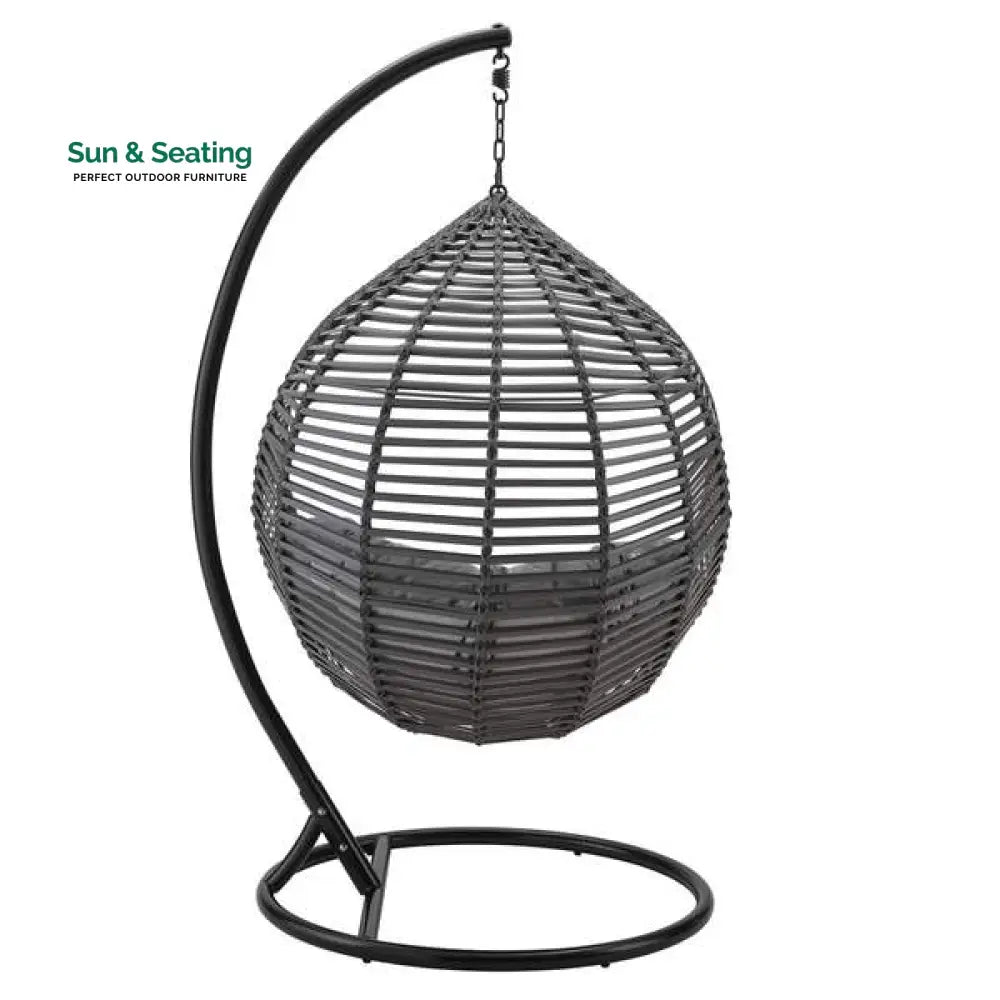 Nereza Single Seater Hanging Swing With Stand For Balcony Garden Swing (Black) Swings