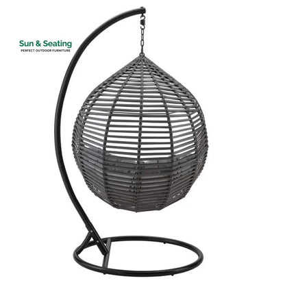 Nereza Single Seater Hanging Swing With Stand For Balcony Garden Swing (Black) Swings