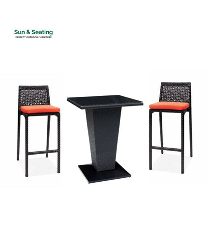 Neri Outdoor Patio Bar Set 2 Chairs and 1 Table Set Black Black + Orange Bar Sets