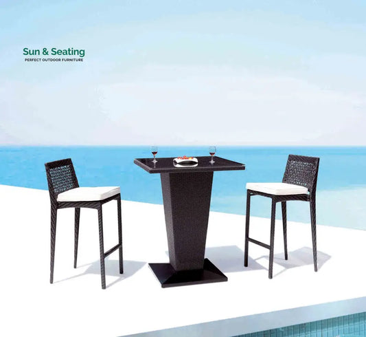Neri Outdoor Patio Bar Set 2 Chairs and 1 Table Set Black Black + White Bar Sets