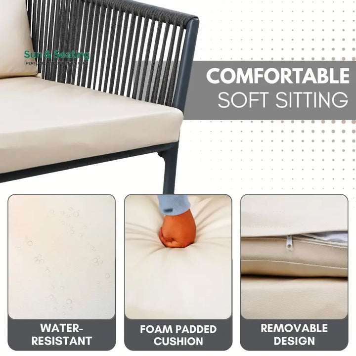 Nerida Outdoor Rope Patio Set with Glass Top Table Patio Set