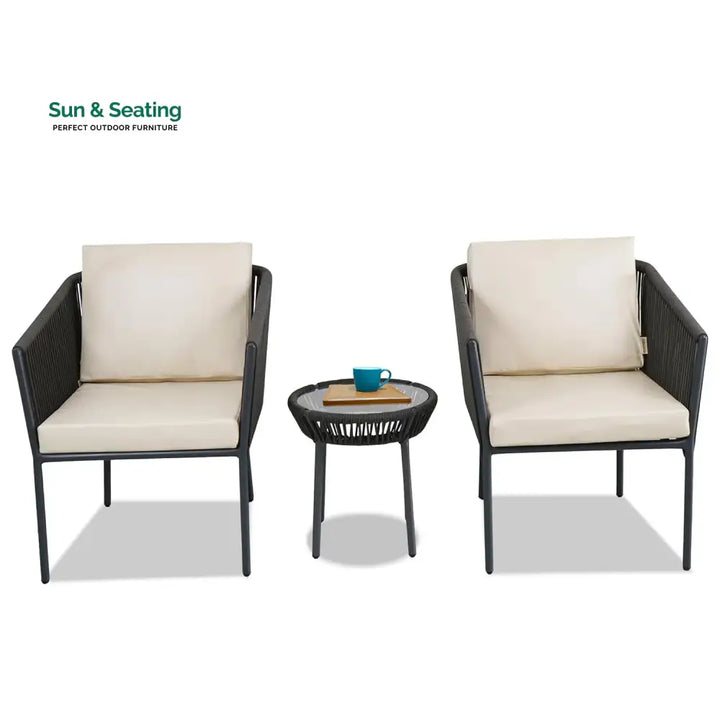 Nerida Outdoor Rope Patio Set with Glass Top Table Patio Set