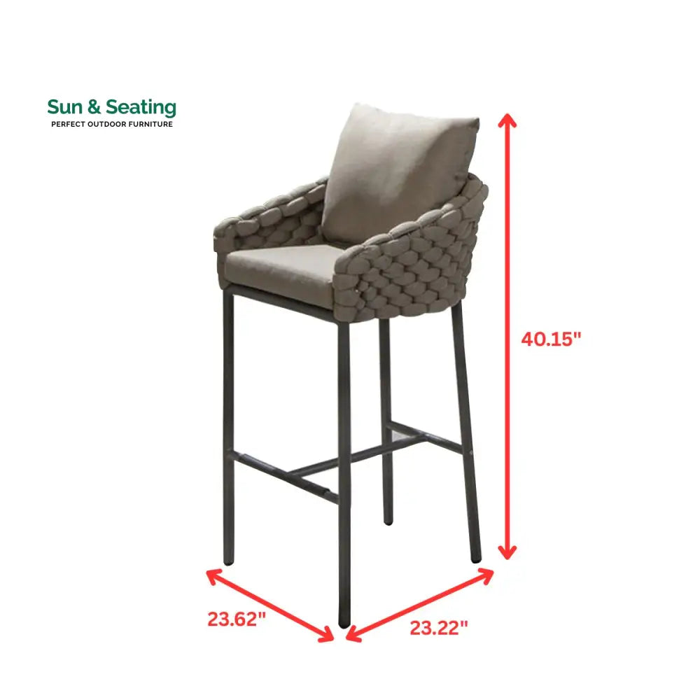 Nero Outdoor Patio Bar Chair 4 Chairs For Balcony Braided &amp; Rope Bar Sets