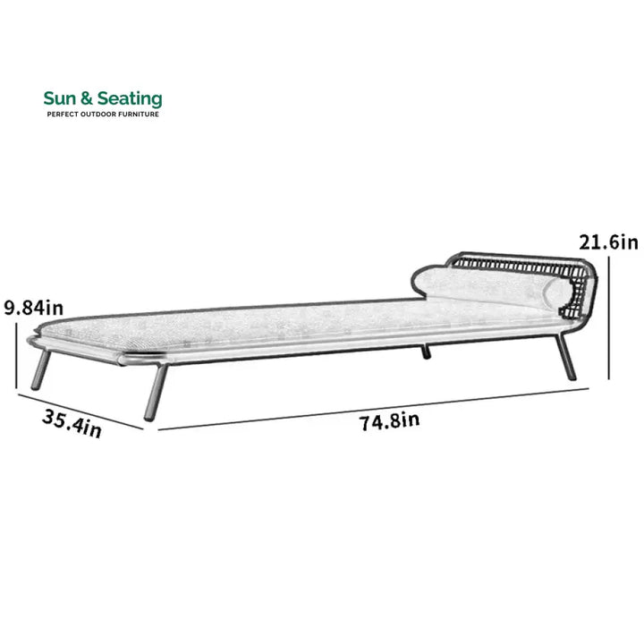 Nery Outdoor Swimming Poolside Lounger (GREY) Braided &amp; Rope Loungers