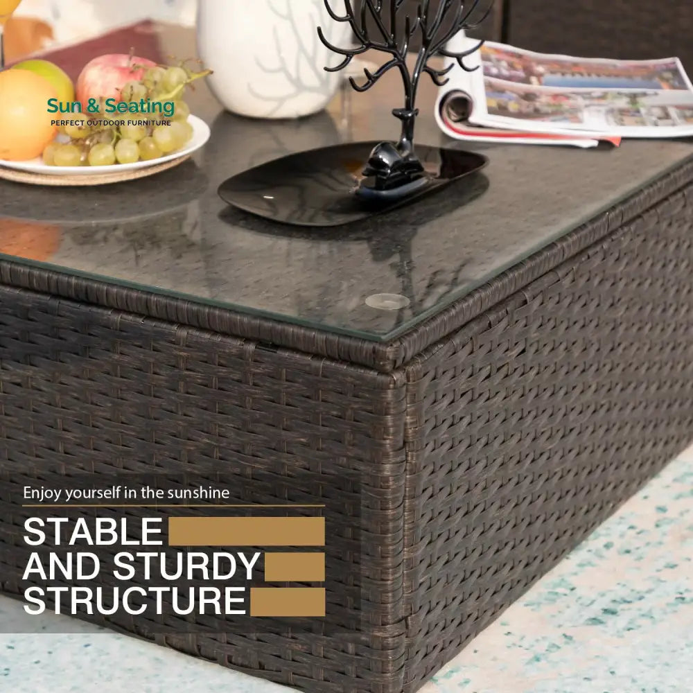 Nes Outdoor Sofa Set 5 Seater and 1 Center Table Set (Dark Brown) Sofa Sets