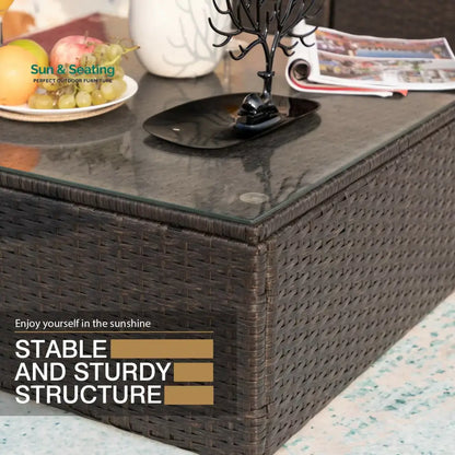 Nes Outdoor Sofa Set 5 Seater and 1 Center Table Set (Dark Brown) Sofa Sets