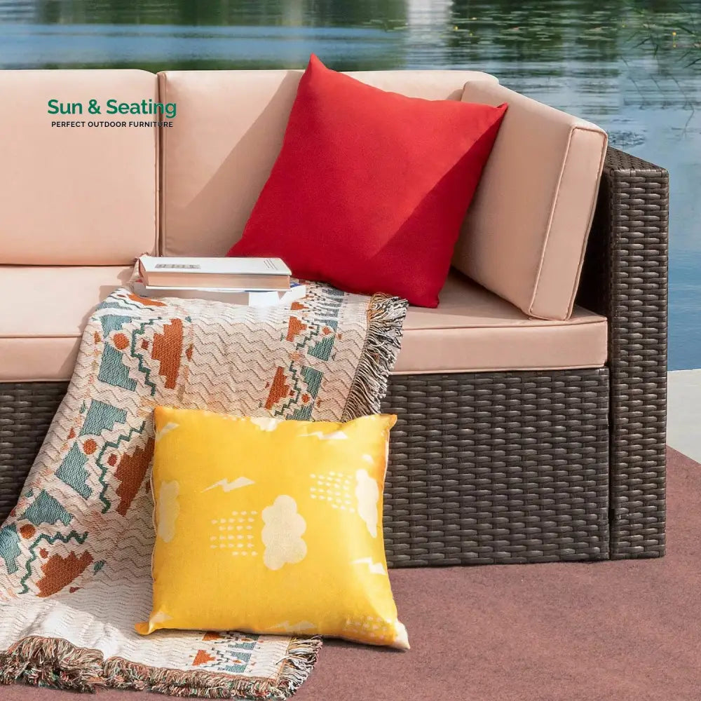 Nes Outdoor Sofa Set 5 Seater and 1 Center Table Set (Dark Brown) Sofa Sets