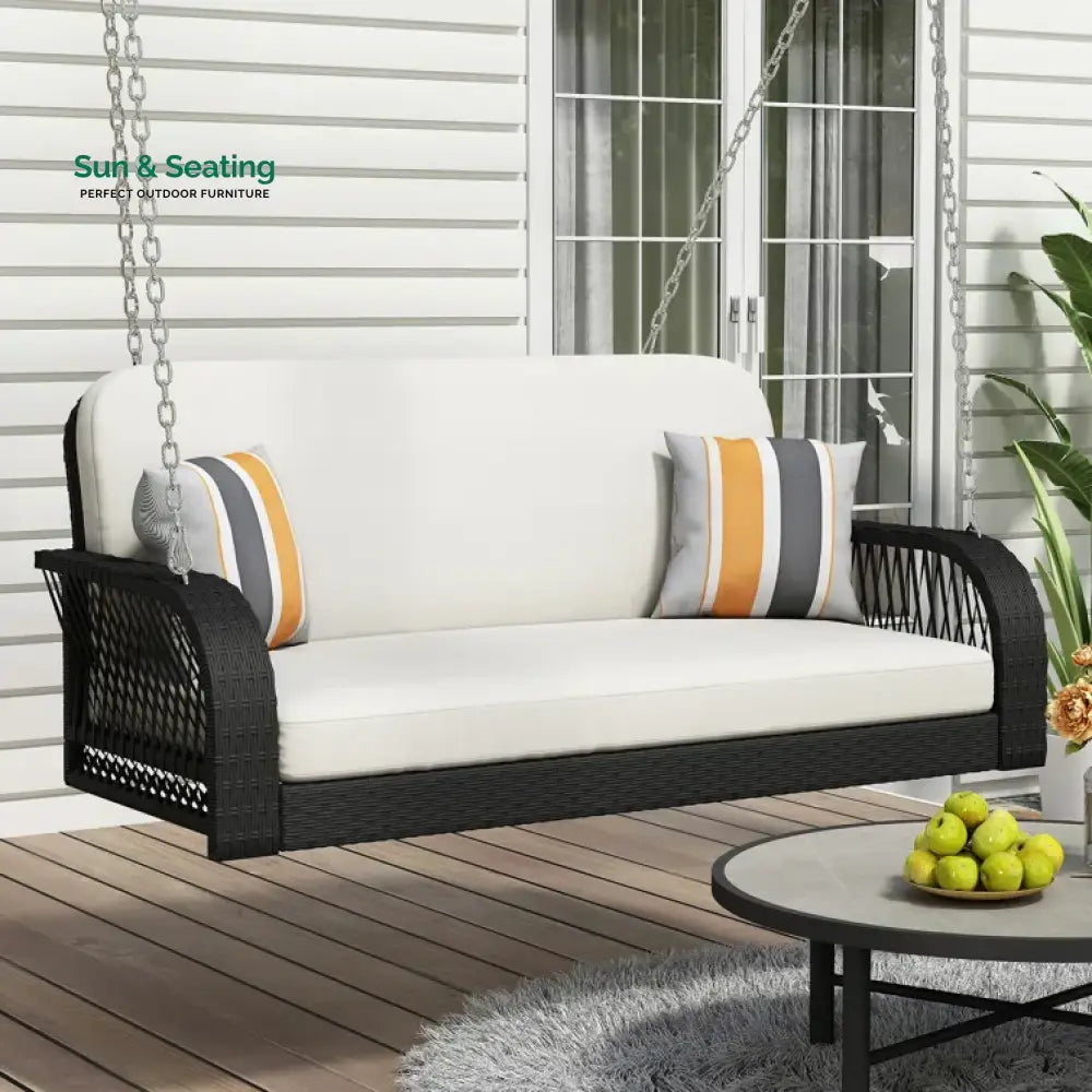 Nesta Double Seater Hanging Swing Without Stand For Balcony Garden Swing Black Swings
