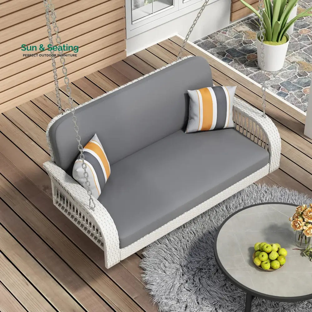 Nesta Double Seater Hanging Swing Without Stand For Balcony Garden Swing White Swings