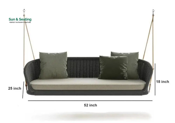 Nesti Double Seater Hanging Swing Without Stand For Balcony Garden Swing (Dark Grey) Braided &amp; Rope Swings