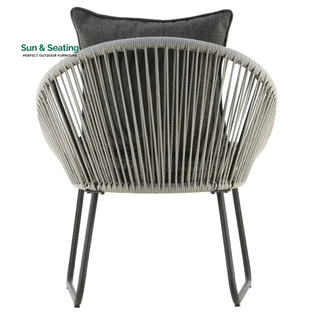 Neva Outdoor Patio Seating Set 2 Chairs and 1 Table Set (Grey) Braided &amp; Rope Coffee Table Sets