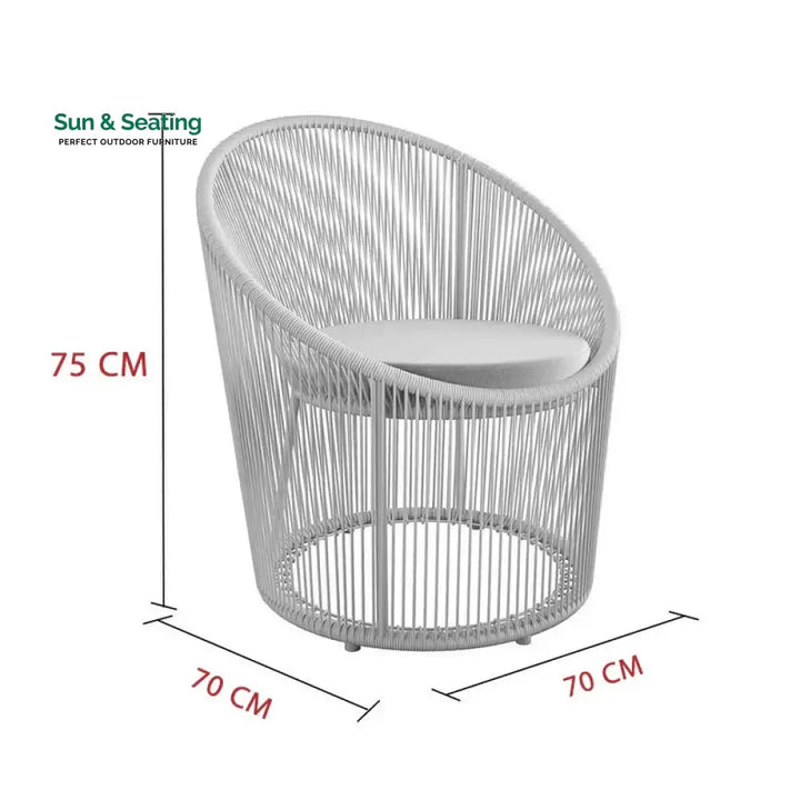 Nibo Outdoor Patio Seating Single Chair (White) Coffee Table Sets