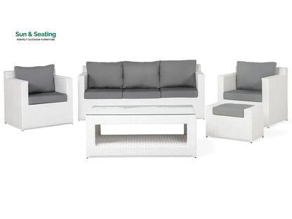 Nicholas Outdoor Sofa Set 3 Seater 2 Single seater With Ottoman and 1 Center Table Set (White) Sofa Sets