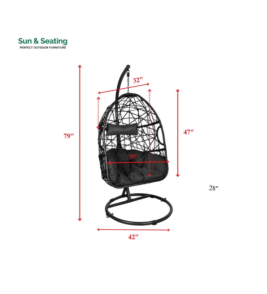 Nicomedo Single Seater Hanging Swing With Stand For Balcony Garden Swing (Black) Swings