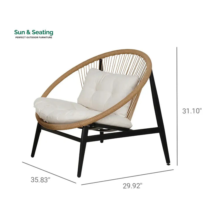 Nieve Outdoor Patio Seating Set 2 Chairs and 1 Table Set (Honey) Braided &amp; Rope Coffee Table Sets