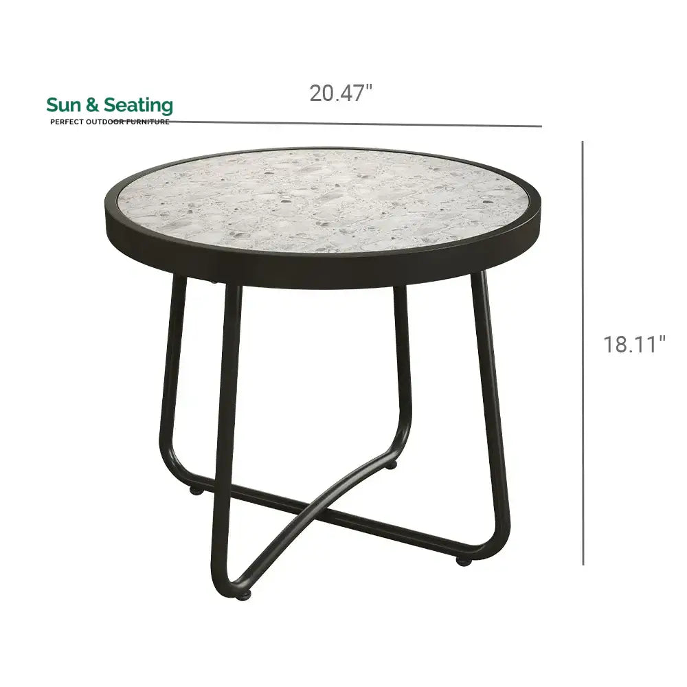 Nieve Outdoor Patio Seating Set 2 Chairs and 1 Table Set (Honey) Braided &amp; Rope Coffee Table Sets