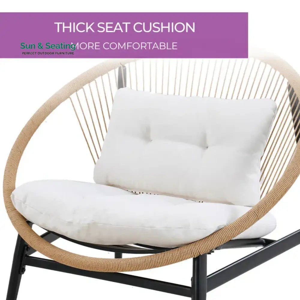 Nieve Outdoor Patio Seating Set 2 Chairs and 1 Table Set (Honey) Braided &amp; Rope Coffee Table Sets