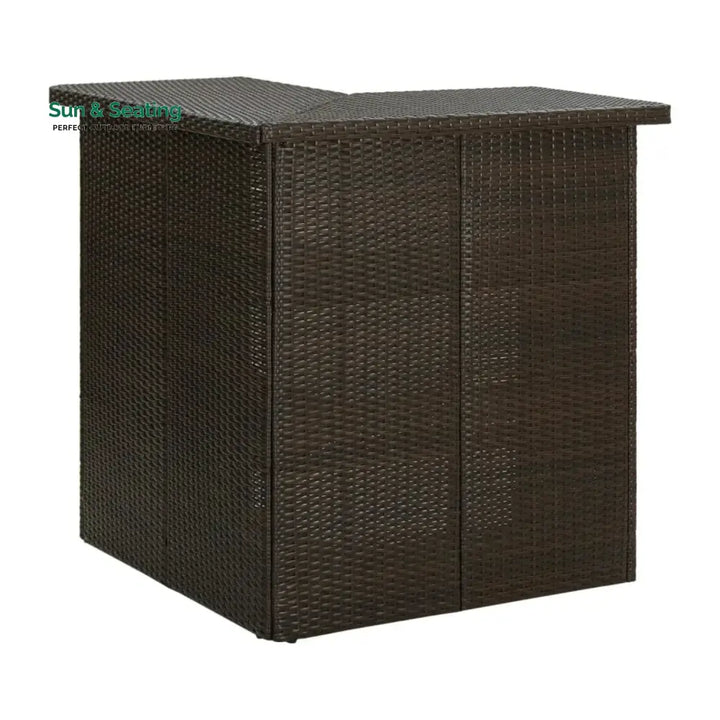 Nieves Outdoor Rattan Wicker Bar Table With Storage Selves Bar Table