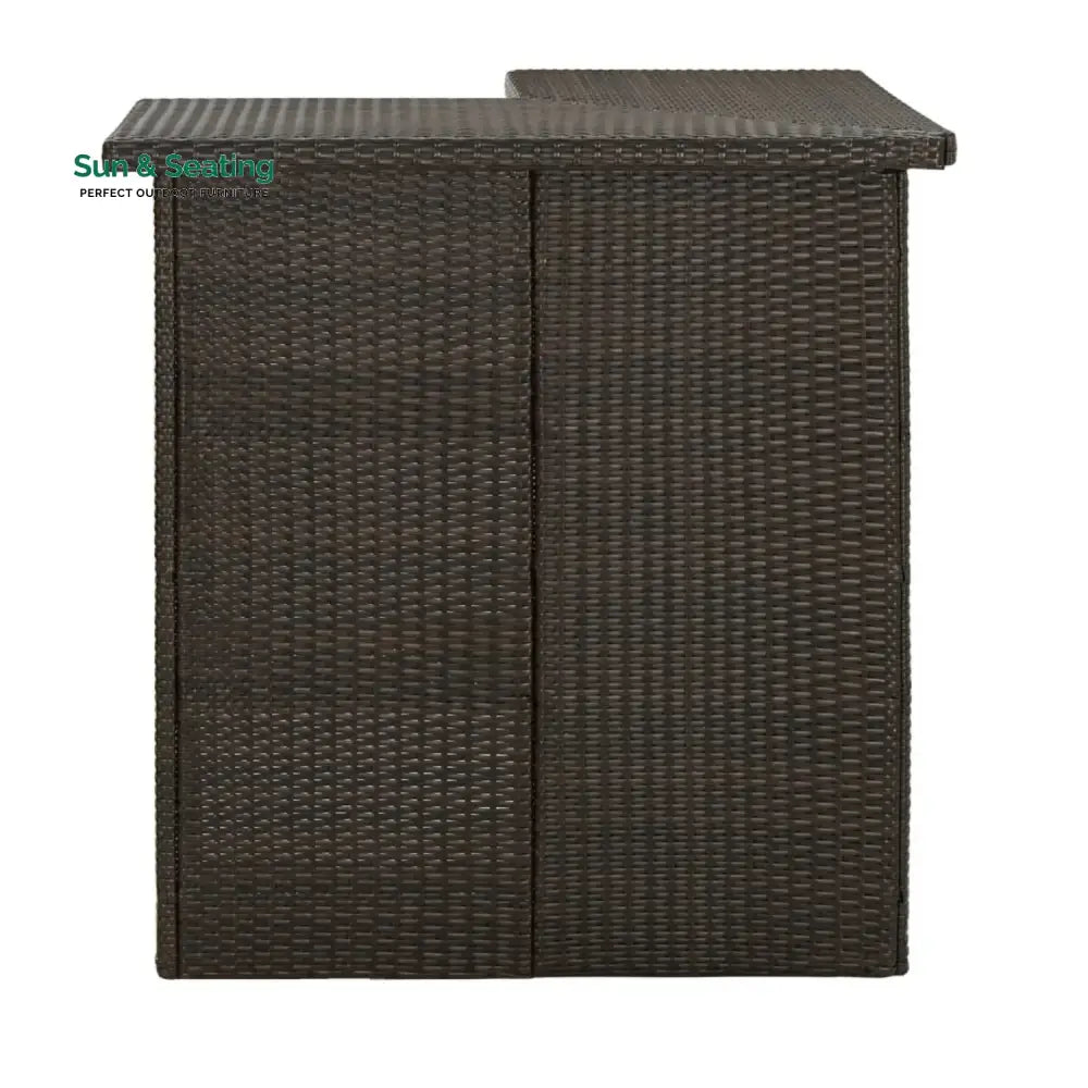 Nieves Outdoor Rattan Wicker Bar Table With Storage Selves Bar Table