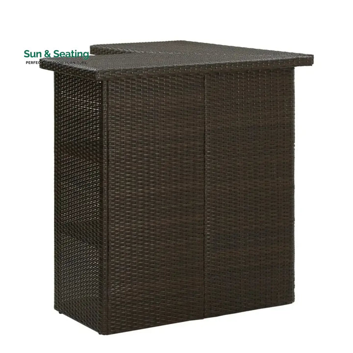 Nieves Outdoor Rattan Wicker Bar Table With Storage Selves Bar Table