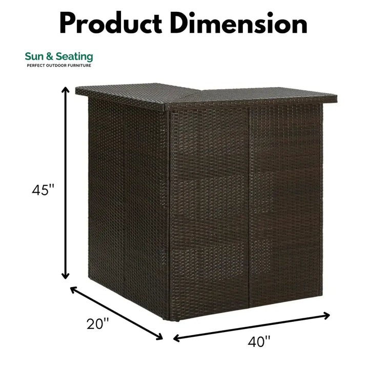 Nieves Outdoor Rattan Wicker Bar Table With Storage Selves Bar Table