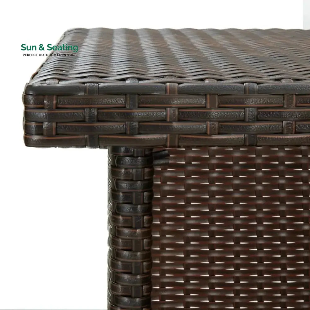 Nieves Outdoor Rattan Wicker Bar Table With Storage Selves Bar Table