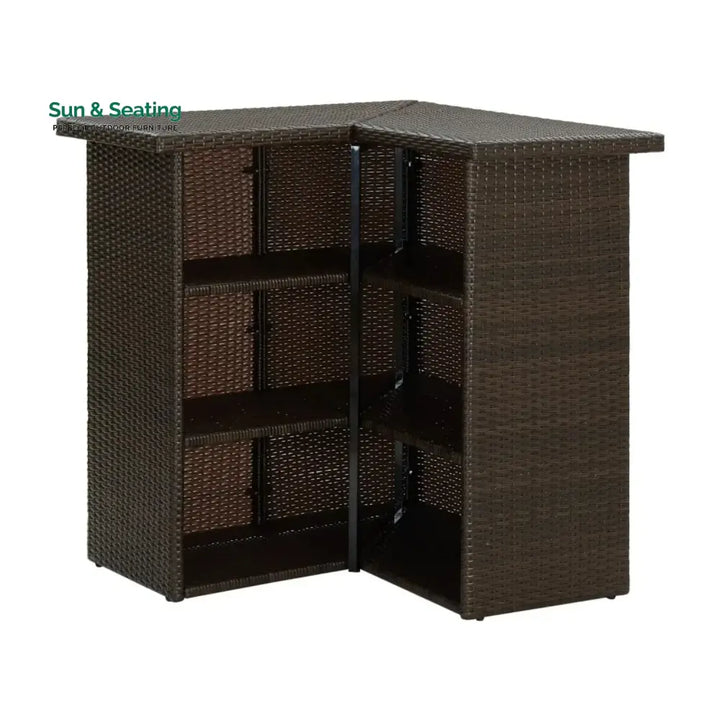 Nieves Outdoor Rattan Wicker Bar Table With Storage Selves Bar Table