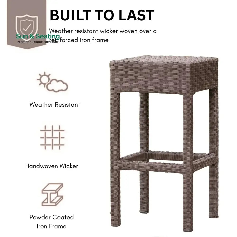 Niharika 7-Piece Outdoor Rattan Wicker Bar Set with Wicker Top Table Bar Set