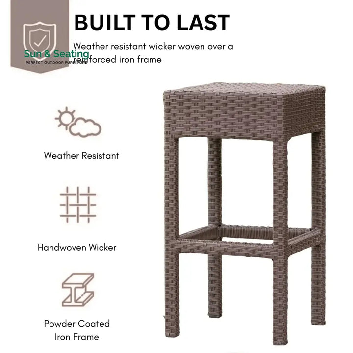 Niharika 7-Piece Outdoor Rattan Wicker Bar Set with Wicker Top Table Bar Set