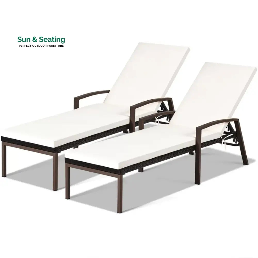 Nimble Outdoor Swimming Poolside Lounger Set of 2 (Brown) Loungers