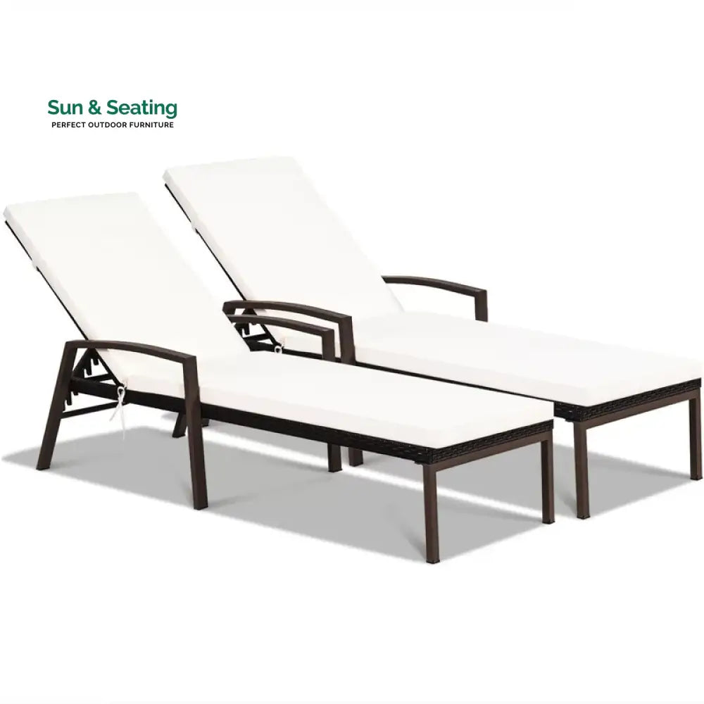 Nimble Outdoor Swimming Poolside Lounger Set of 2 (Brown) Loungers