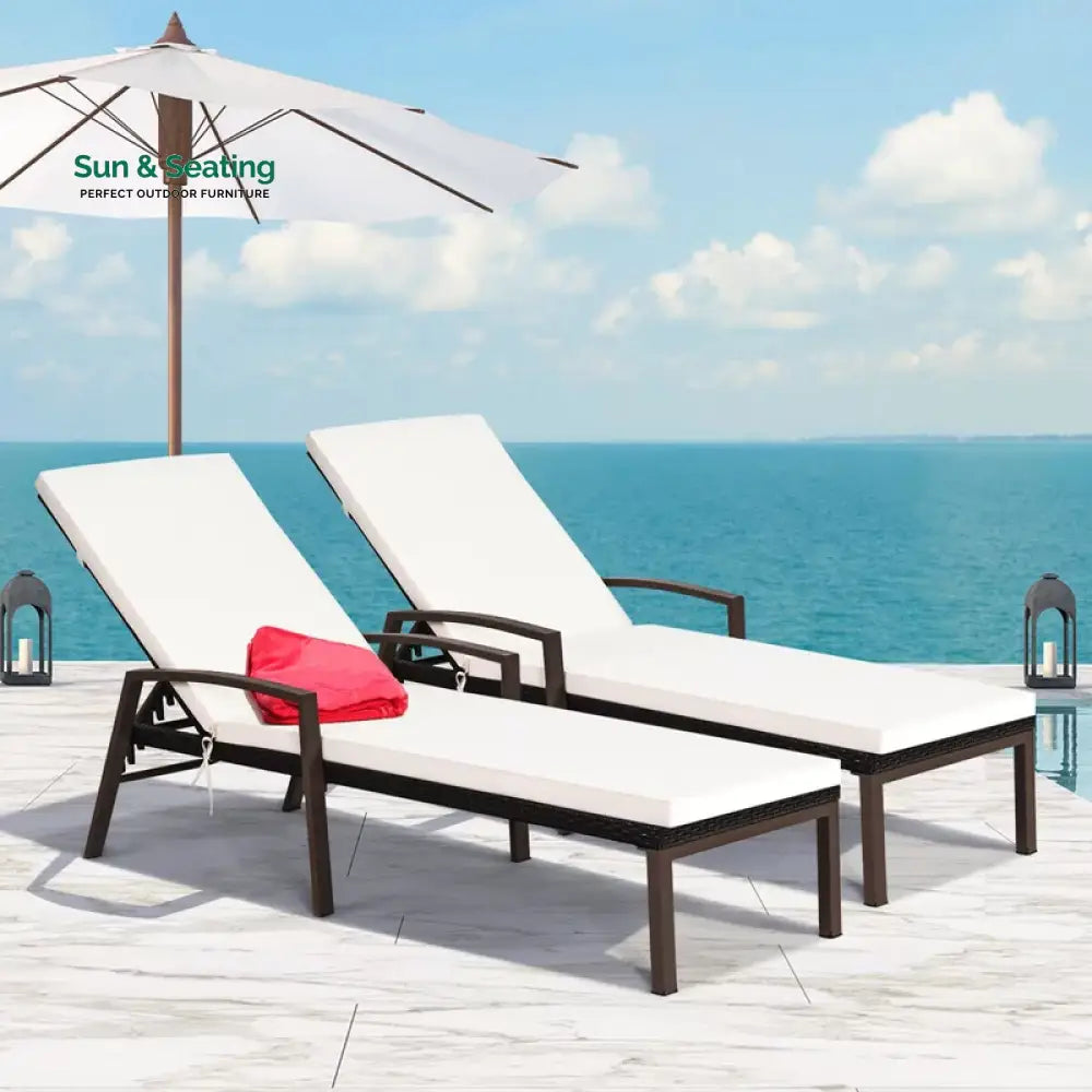 Nimble Outdoor Swimming Poolside Lounger Set of 2 (Brown) Loungers