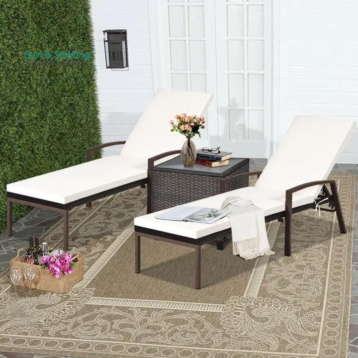 Nimble Outdoor Swimming Poolside Lounger Set of 2 (Brown) Loungers