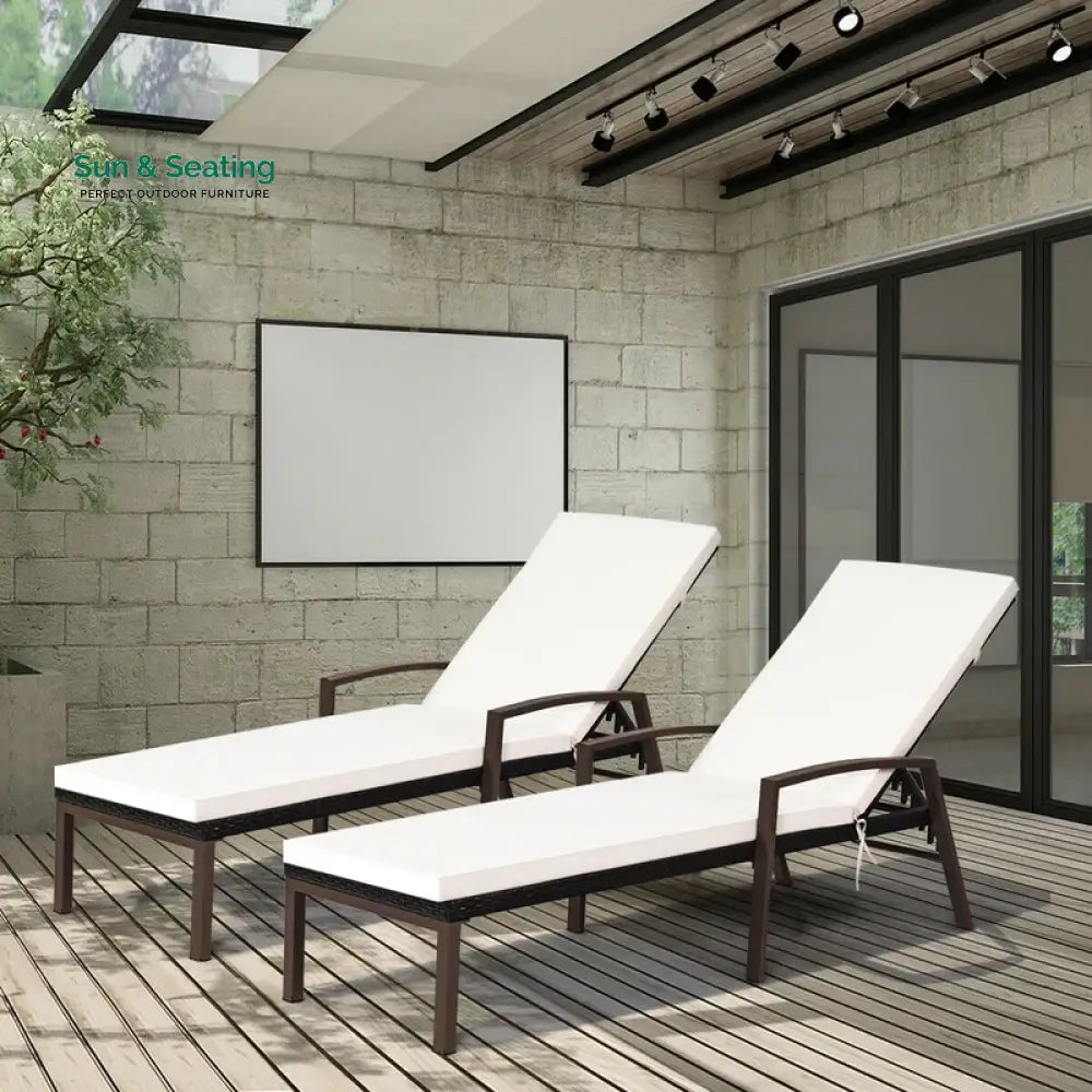 Nimble Outdoor Swimming Poolside Lounger Set of 2 (Brown) Loungers