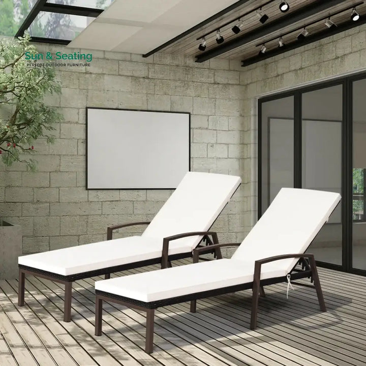 Nimble Outdoor Swimming Poolside Lounger Set of 2 (Brown) Loungers