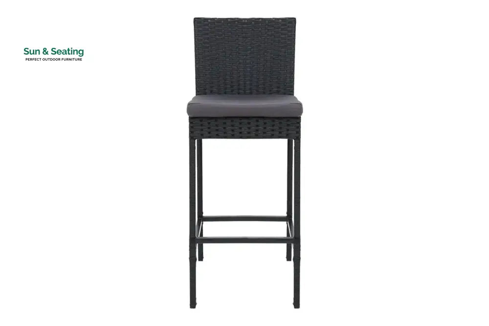 Nino Outdoor Patio Bar Chair 2 Chairs For Balcony (Black) Bar Sets