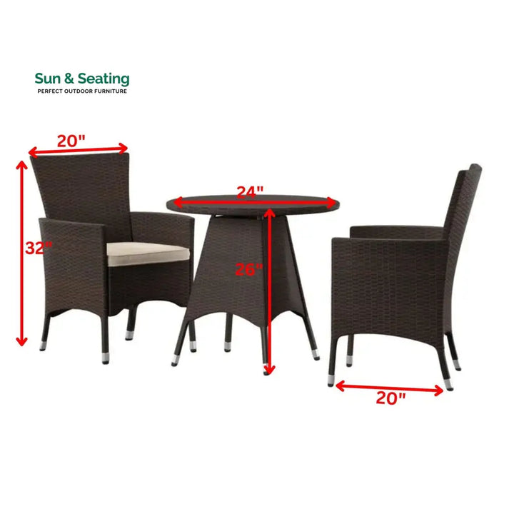 Nitara Outdoor Patio Seating Set 2 Chairs and 1 Table Set (Dark Brown) Coffee Table Sets