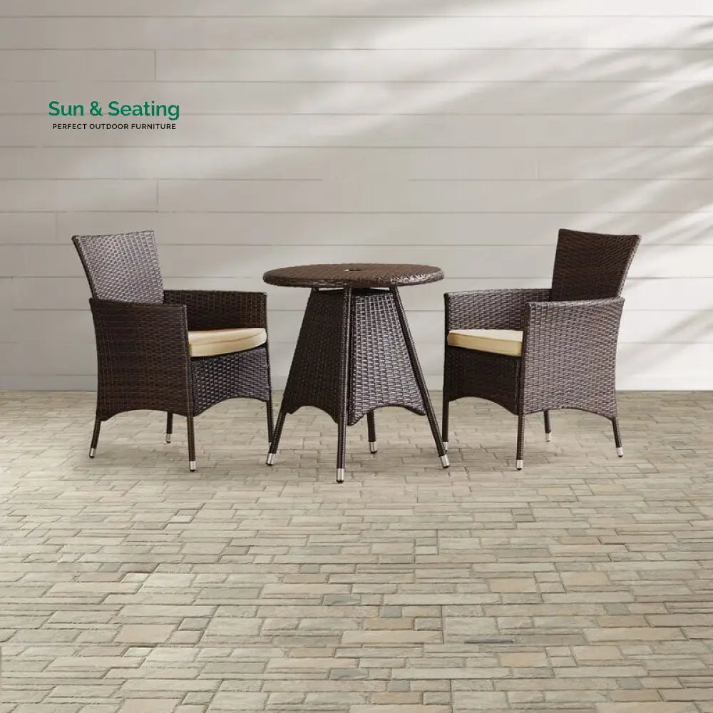 Nitara Outdoor Patio Seating Set 2 Chairs and 1 Table Set (Dark Brown) Coffee Table Sets