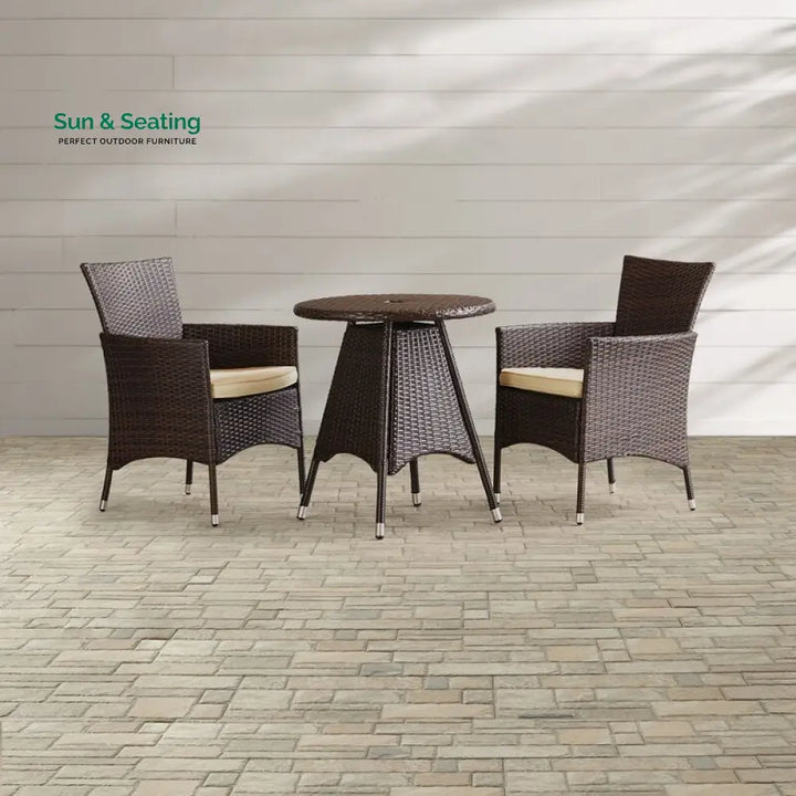 Nitara Outdoor Patio Seating Set 2 Chairs and 1 Table Set (Dark Brown) Coffee Table Sets