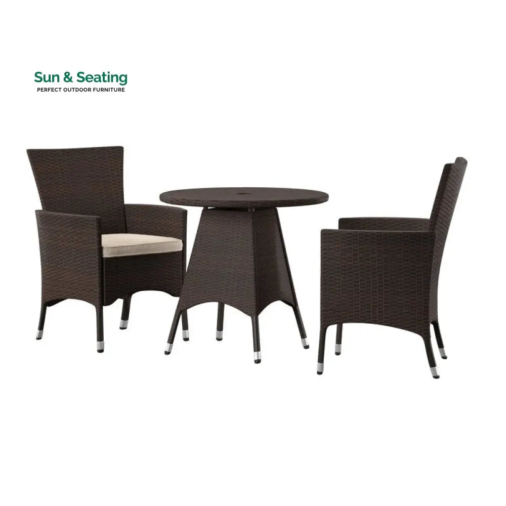 Nitara Outdoor Patio Seating Set 2 Chairs and 1 Table Set (Dark Brown) Coffee Table Sets