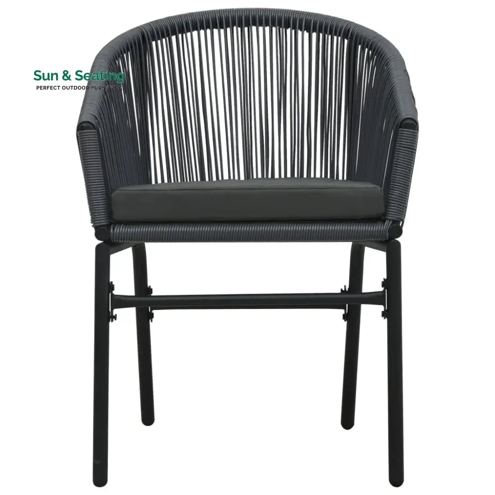 Nitra Outdoor Patio Seating Set 2 Chairs and 1 Table Set (Black) Coffee Table Sets