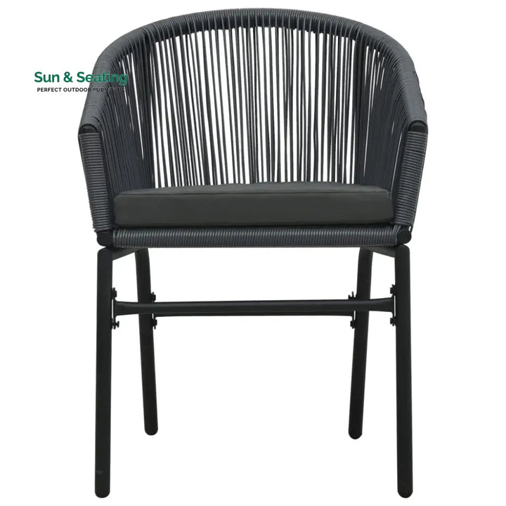Nitra Outdoor Patio Seating Set 2 Chairs and 1 Table Set (Black) Coffee Table Sets