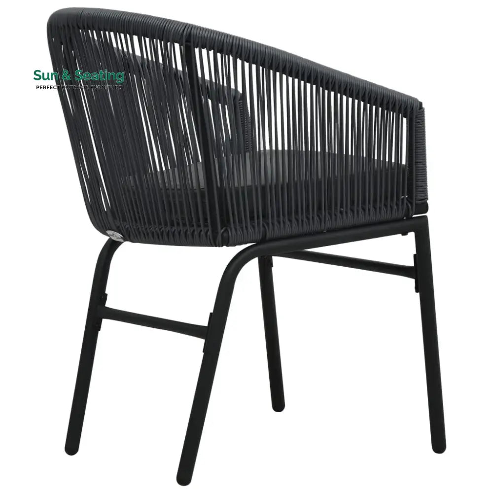 Nitra Outdoor Patio Seating Set 2 Chairs and 1 Table Set (Black) Coffee Table Sets