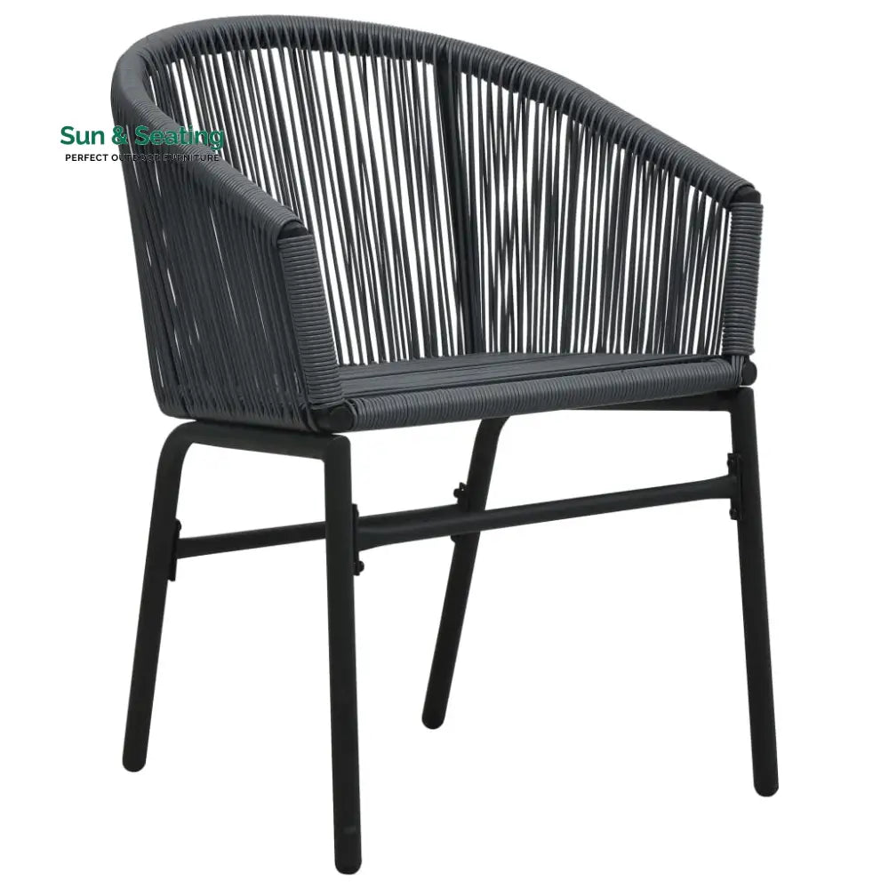 Nitra Outdoor Patio Seating Set 2 Chairs and 1 Table Set (Black) Coffee Table Sets