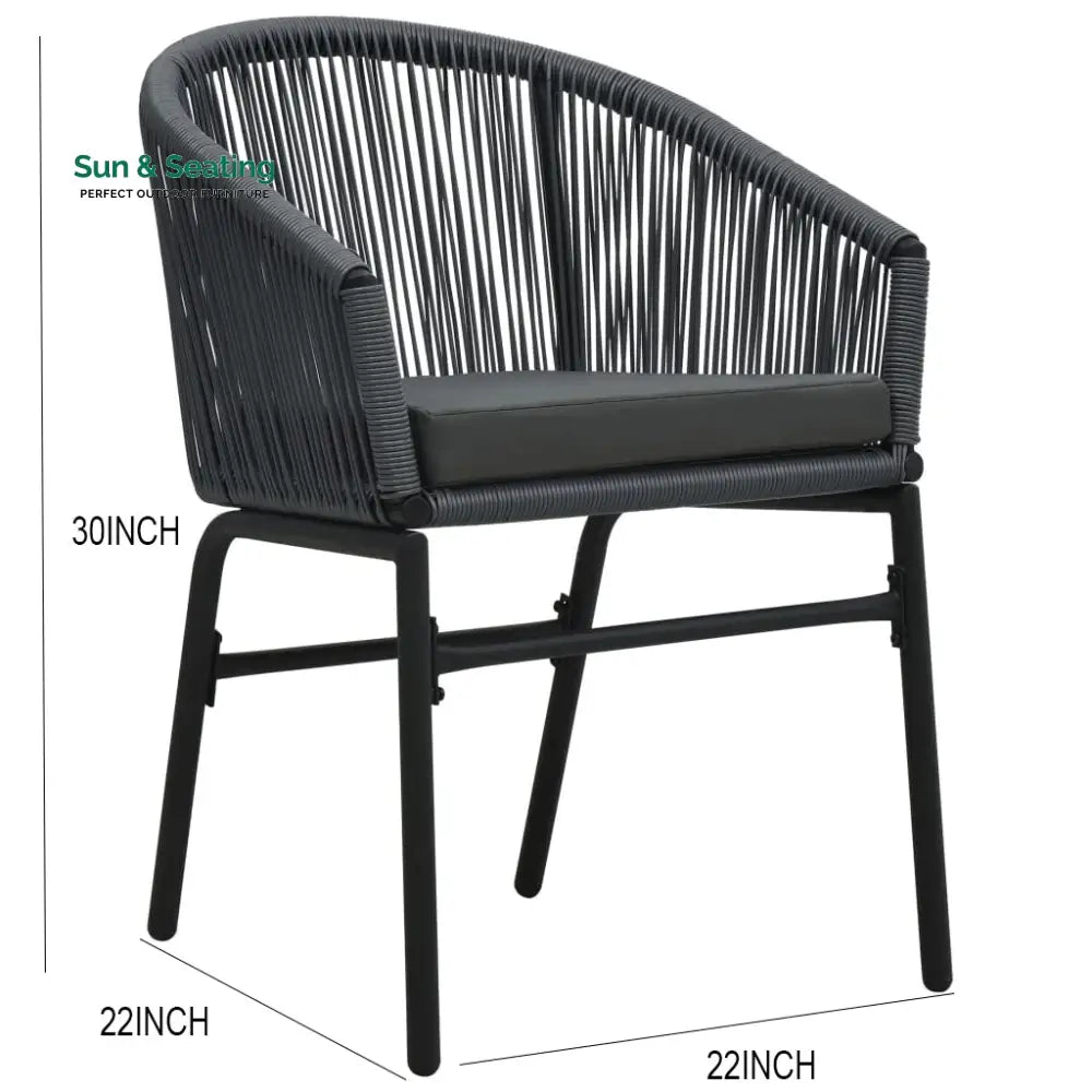 Nitra Outdoor Patio Seating Set 2 Chairs and 1 Table Set (Black) Coffee Table Sets