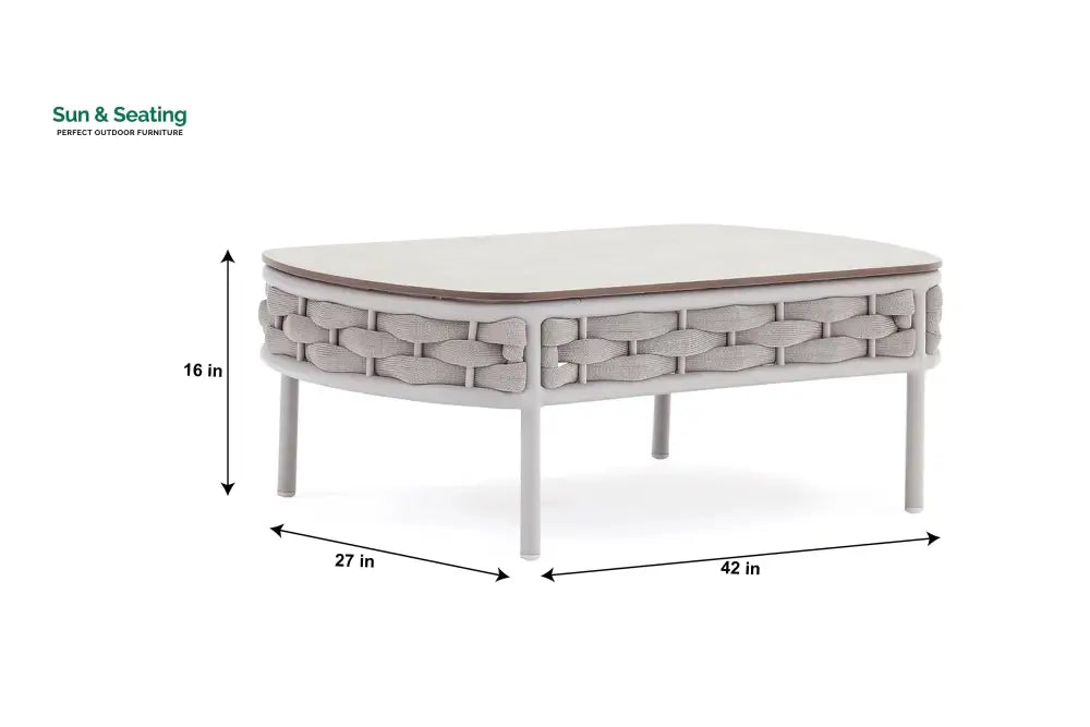 Nivio Outdoor Garden Balcony Sofa Set 2 Seater 2 Single seater and 1 Center Table Set Braid & Rope(White + Cream) Sofa