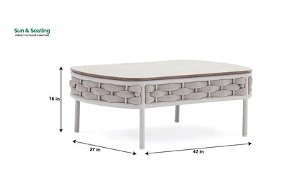 Nivio Outdoor Garden Balcony Sofa Set 2 Seater 2 Single seater and 1 Center Table Set Braid & Rope(White + Cream) Sofa