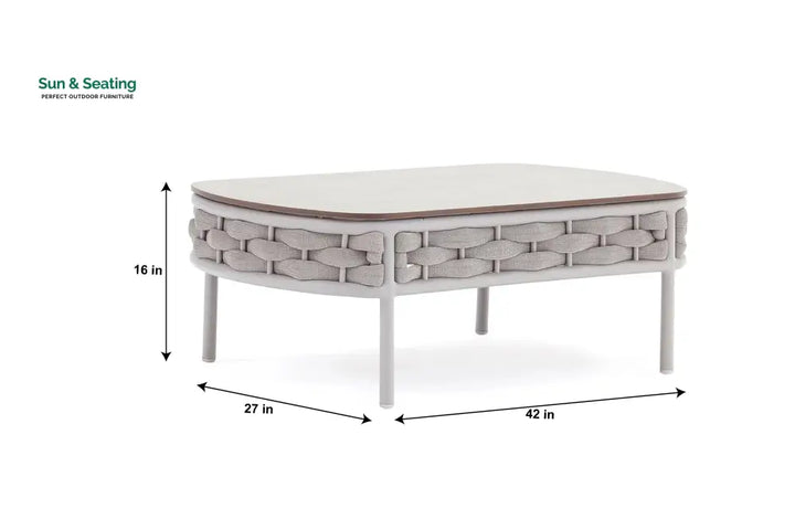 Nivio Outdoor Garden Balcony Sofa Set 2 Seater 2 Single seater and 1 Center Table Set Braid &amp; Rope(White + Cream) Sofa