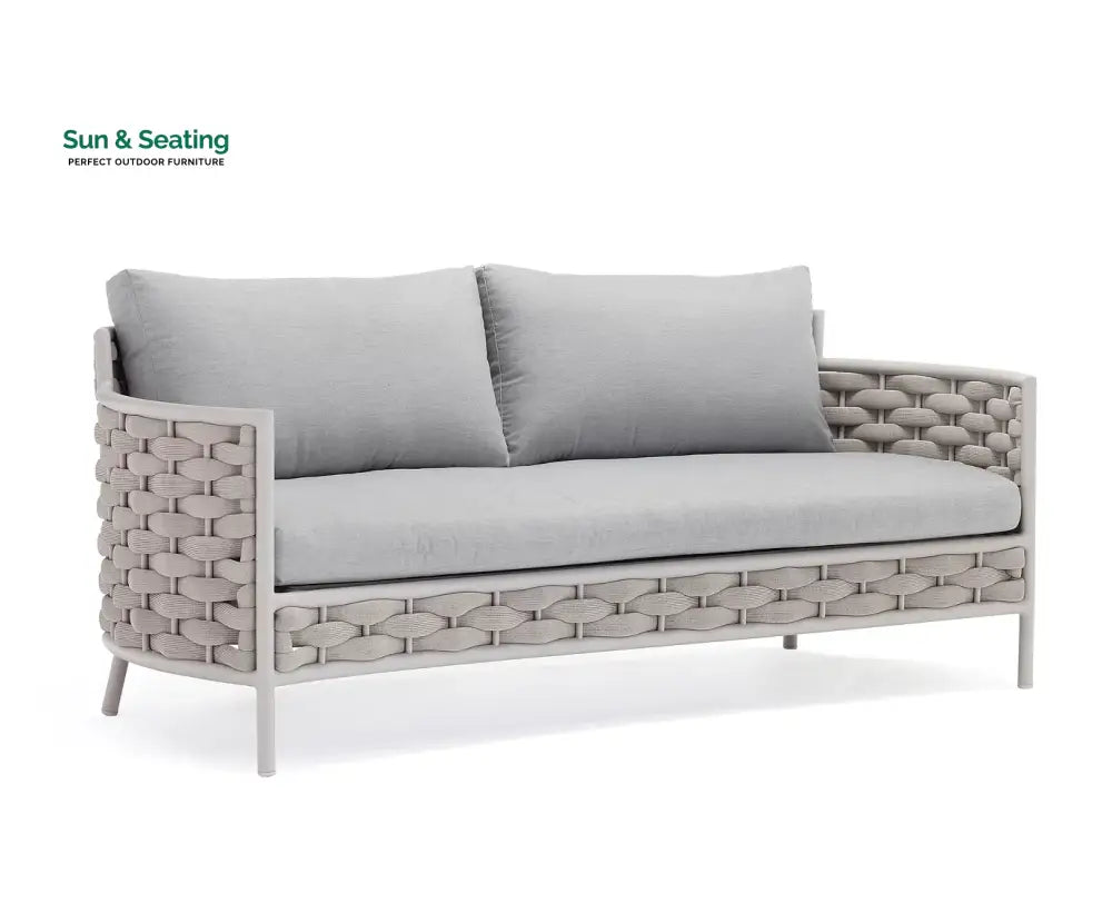 Nivio Outdoor Garden Balcony Sofa Set 2 Seater 2 Single seater and 1 Center Table Set Braid & Rope(White + Cream) Sofa