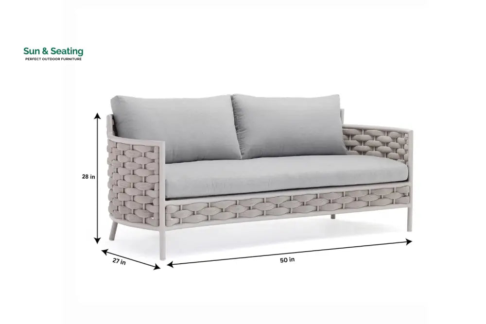 Nivio Outdoor Garden Balcony Sofa Set 2 Seater 2 Single seater and 1 Center Table Set Braid & Rope(White + Cream) Sofa